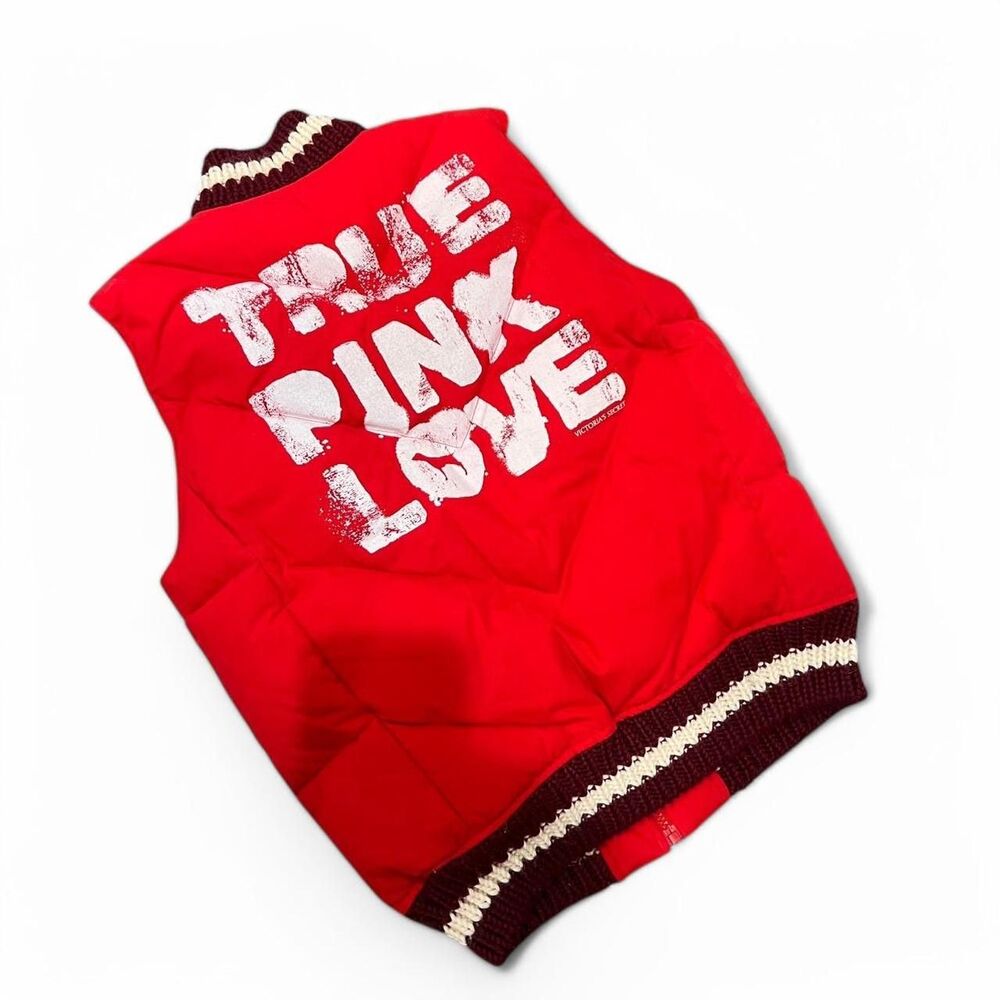 Y2K PINK Printed Knit Quilted Down Puffer Vest